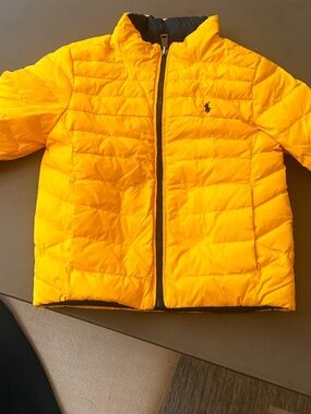 Polo by Ralph Lauren Boys Double Sided Yellow & Navy Puffer Jacket